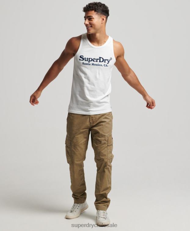 hombres Superdry blanco top de tirantes clásico vintage 2R68Z1458