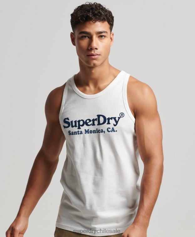 hombres Superdry blanco top de tirantes clásico vintage 2R68Z1458