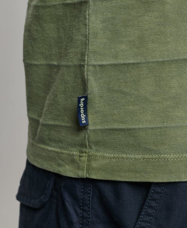 hombres Superdry caqui camiseta sin mangas de algodón orgánico con textura vintage 2R68Z44