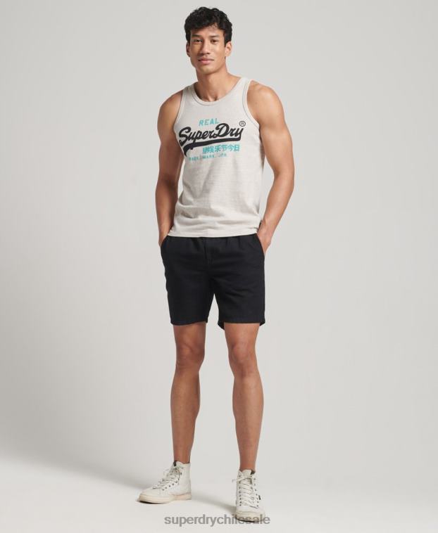 hombres Superdry crema top sin mangas con logo vintage 2R68Z1453