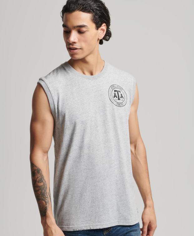 hombres Superdry gris camiseta sin mangas colegial vintage 2R68Z1559