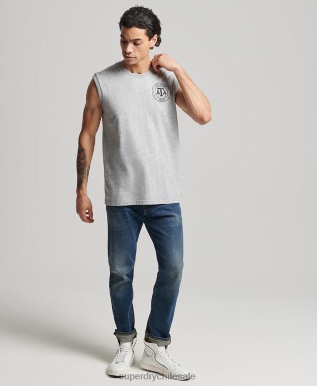 hombres Superdry gris camiseta sin mangas colegial vintage 2R68Z1559