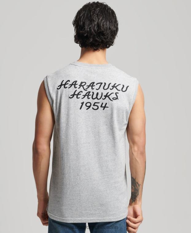 hombres Superdry gris camiseta sin mangas colegial vintage 2R68Z1559