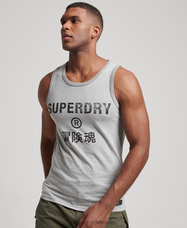 hombres Superdry gris chaleco vintage con logo corporativo 2R68Z1446