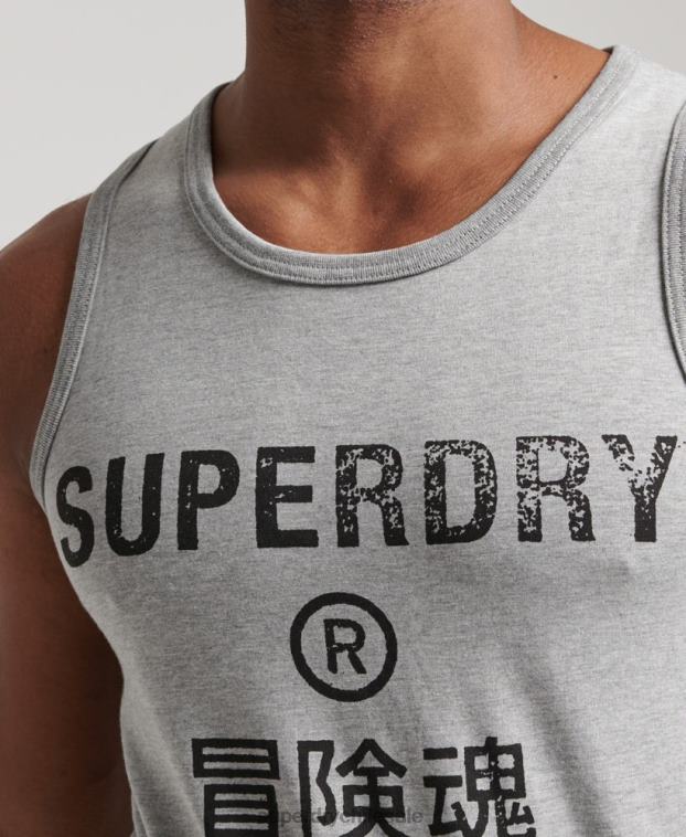 hombres Superdry gris chaleco vintage con logo corporativo 2R68Z1446