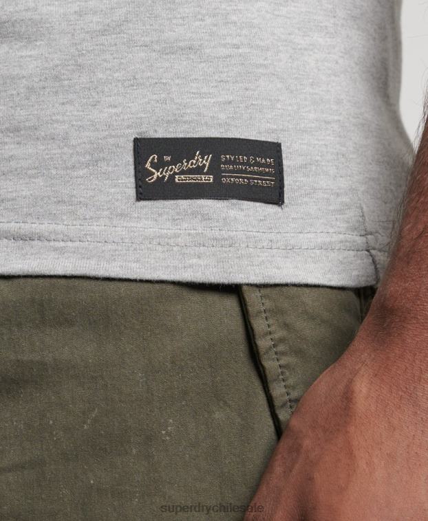 hombres Superdry gris chaleco vintage con logo corporativo 2R68Z1446