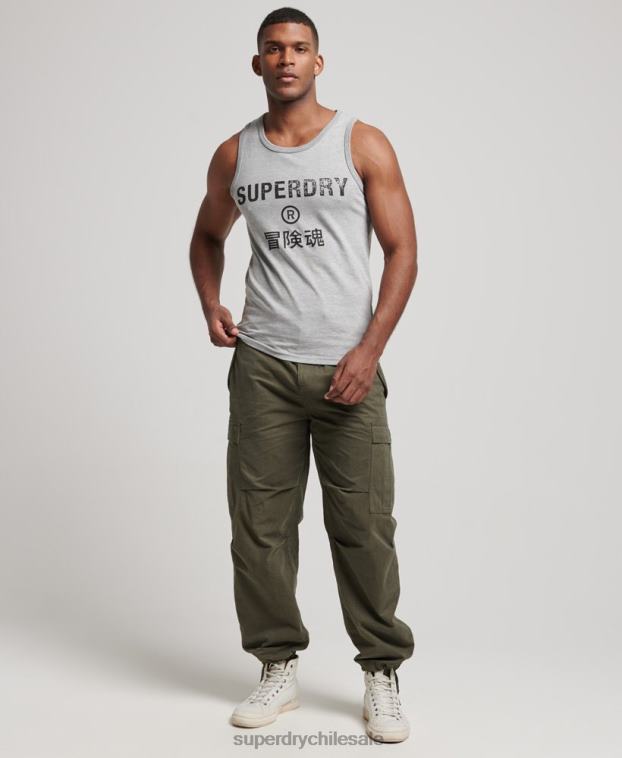 hombres Superdry gris chaleco vintage con logo corporativo 2R68Z1446