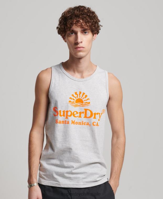 hombres Superdry gris claro chaleco vintage neon 2R68Z1473