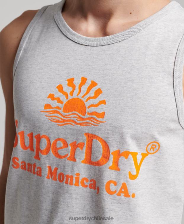 hombres Superdry gris claro chaleco vintage neon 2R68Z1473