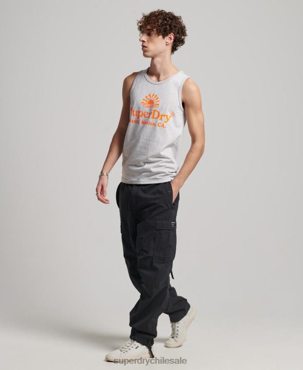 hombres Superdry gris claro chaleco vintage neon 2R68Z1473