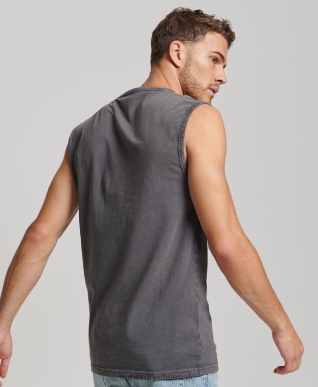 hombres Superdry gris oscuro camiseta de surf tribal vintage 2R68Z1450