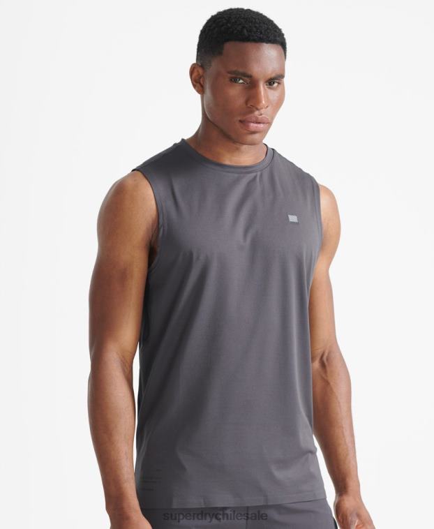 hombres Superdry gris oscuro parte superior del chaleco de tren 2R68Z1434