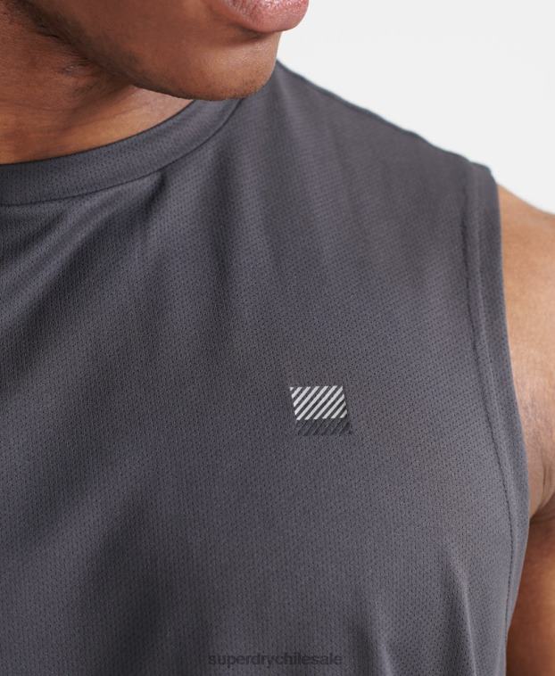 hombres Superdry gris oscuro parte superior del chaleco de tren 2R68Z1434