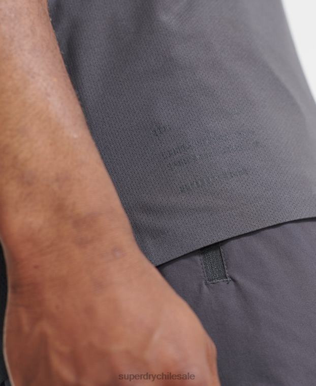hombres Superdry gris oscuro parte superior del chaleco de tren 2R68Z1434