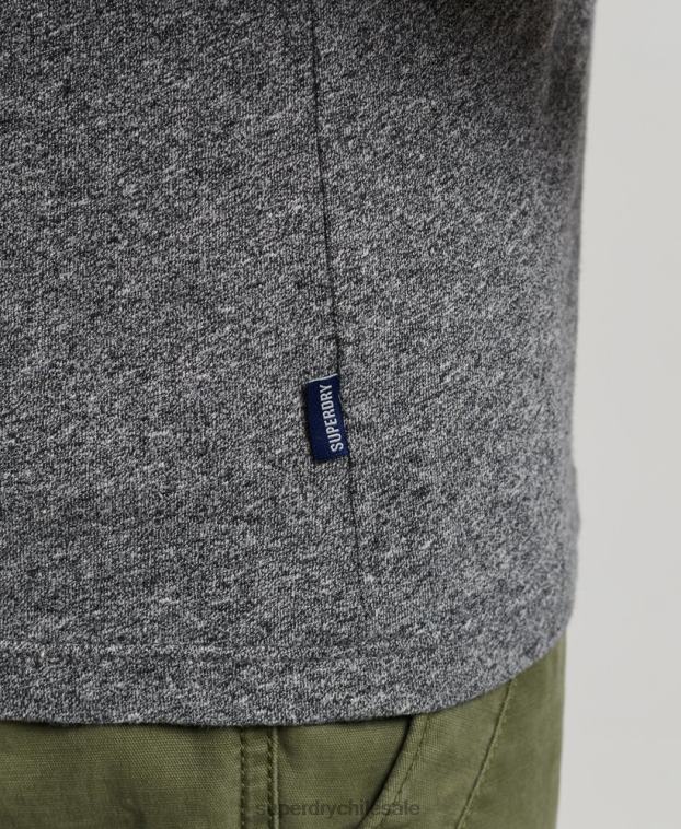hombres Superdry gris oscuro top sin mangas de algodón orgánico con logo vintage 2R68Z1502
