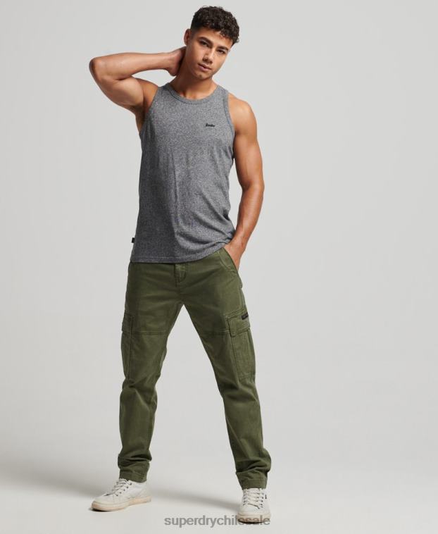hombres Superdry gris oscuro top sin mangas de algodón orgánico con logo vintage 2R68Z1502