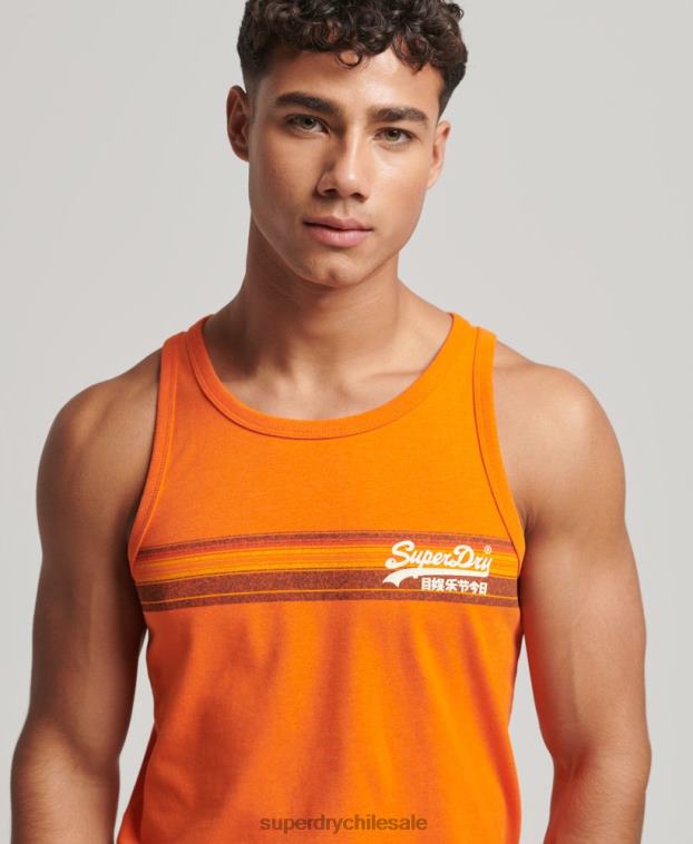 hombres Superdry naranja chaleco cali con logo vintage 2R68Z1454