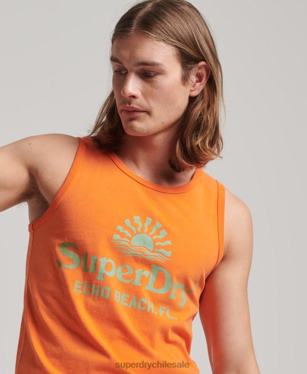 hombres Superdry naranja chaleco vintage neon 2R68Z1501