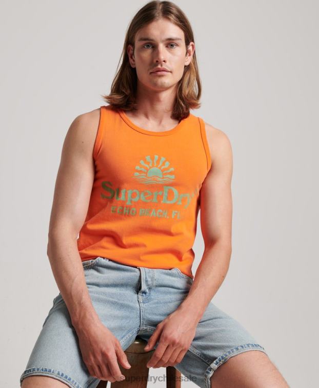 hombres Superdry naranja chaleco vintage neon 2R68Z1501