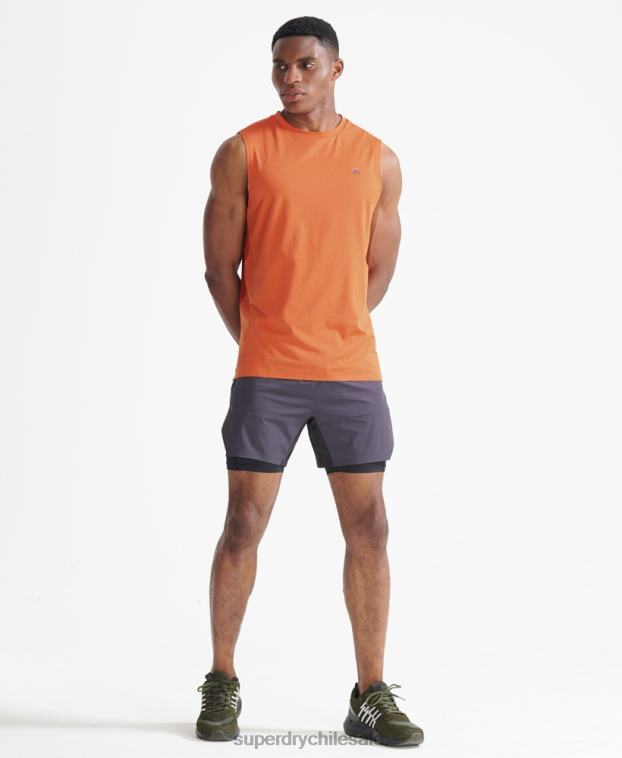 hombres Superdry naranja parte superior del chaleco de tren 2R68Z5390