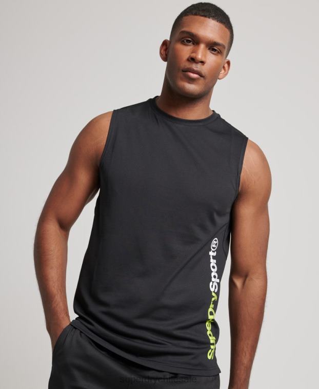 hombres Superdry negro chaleco activo 2R68Z1426