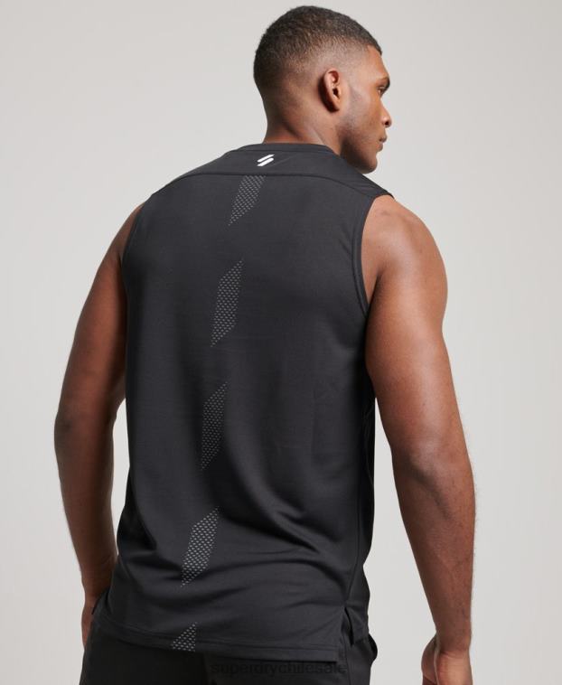 hombres Superdry negro chaleco activo 2R68Z1426