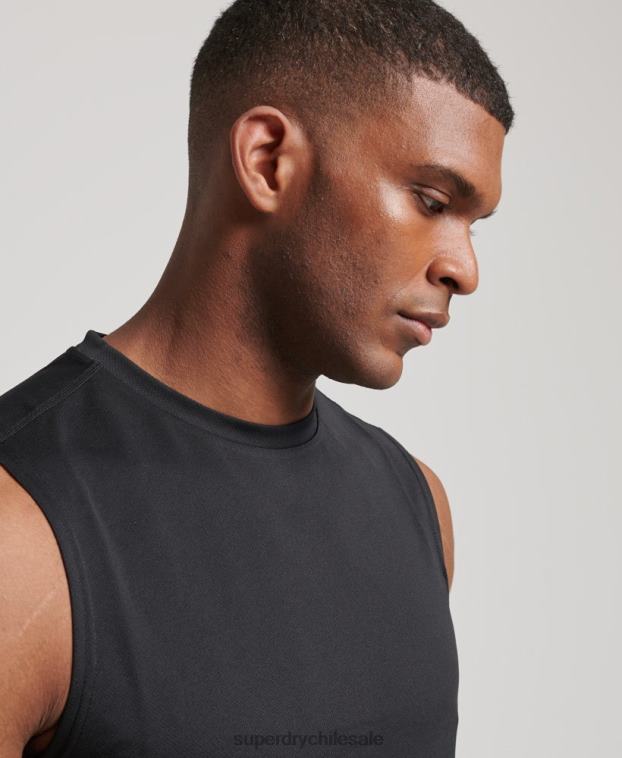 hombres Superdry negro chaleco activo 2R68Z1426