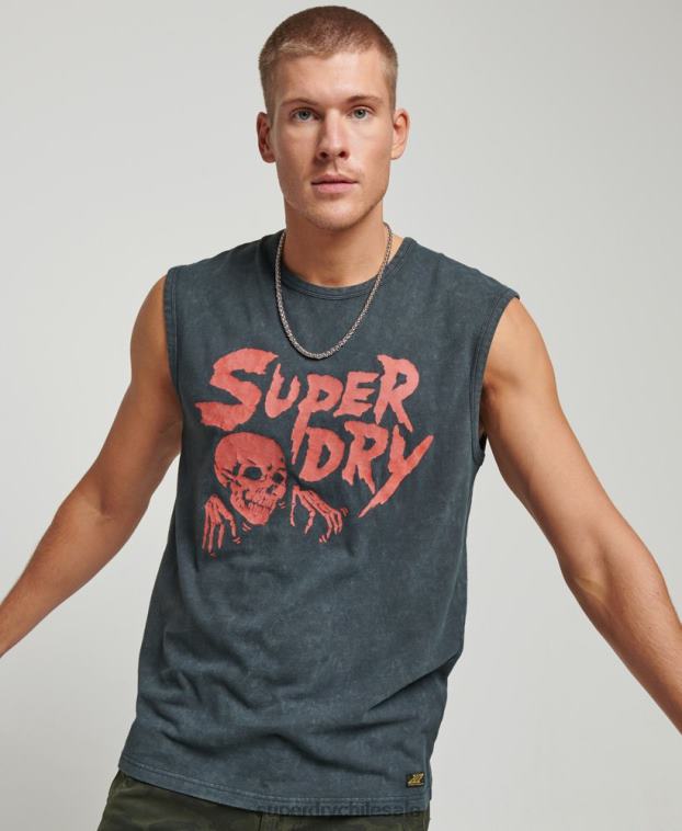 hombres Superdry negro chaleco vintage de volante de baja fidelidad 2R68Z9