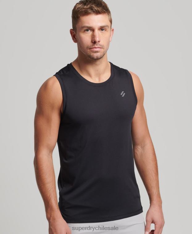 hombres Superdry negro correr chaleco 2R68Z5396