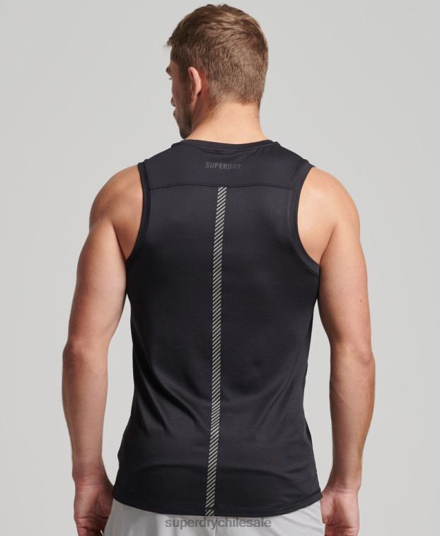 hombres Superdry negro correr chaleco 2R68Z5396