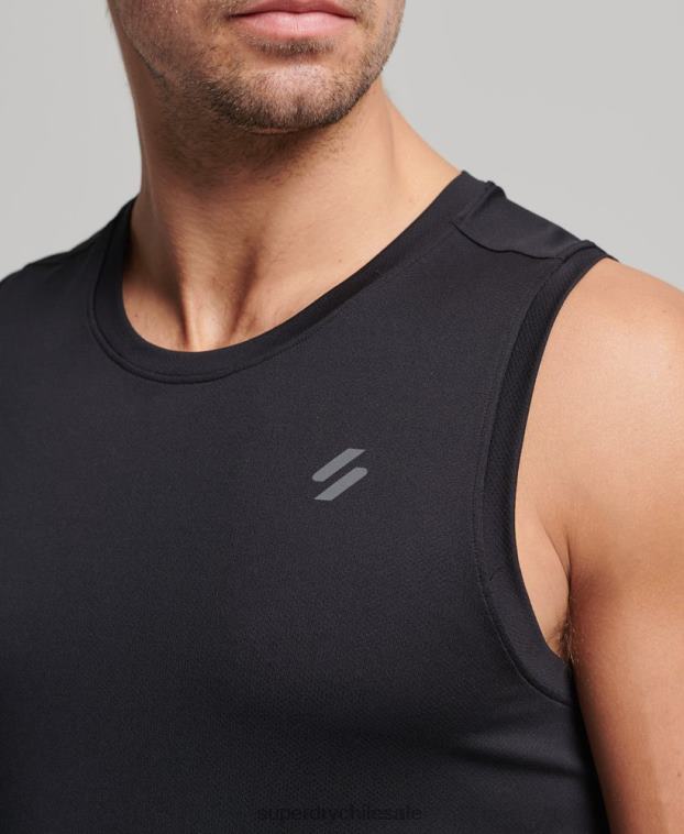 hombres Superdry negro correr chaleco 2R68Z5396