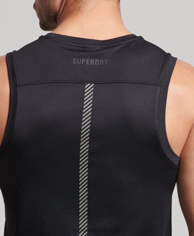 hombres Superdry negro correr chaleco 2R68Z5396