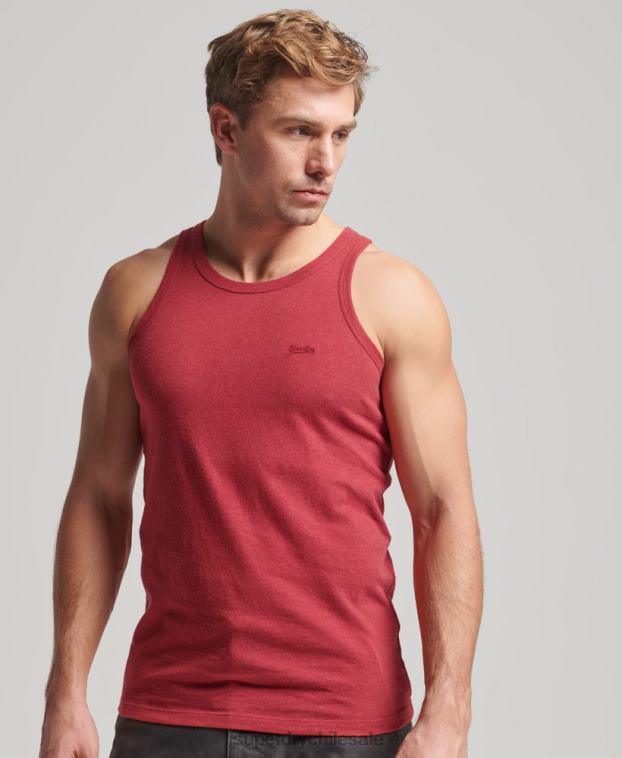 hombres Superdry rojo top sin mangas de algodón orgánico con logo vintage 2R68Z1490