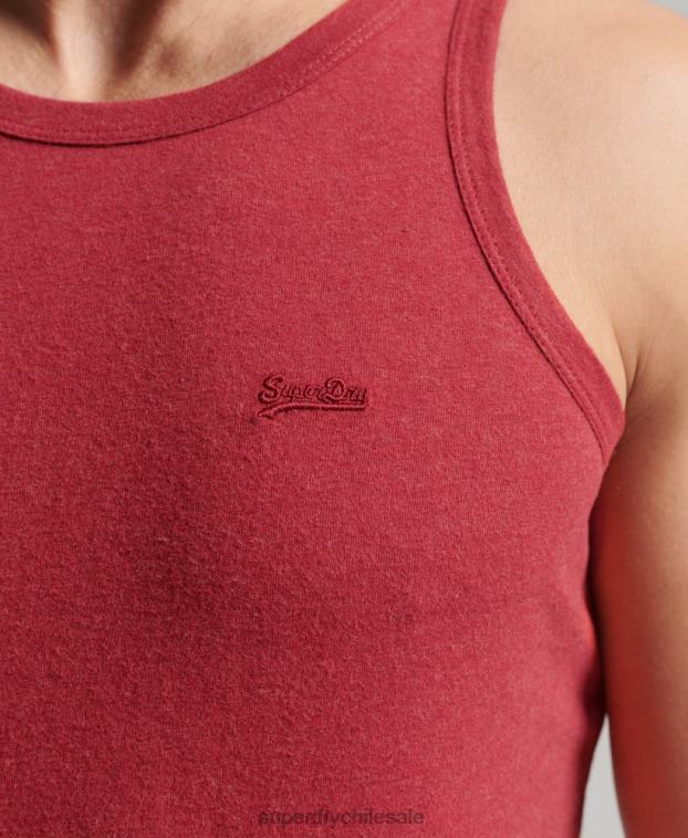 hombres Superdry rojo top sin mangas de algodón orgánico con logo vintage 2R68Z1490