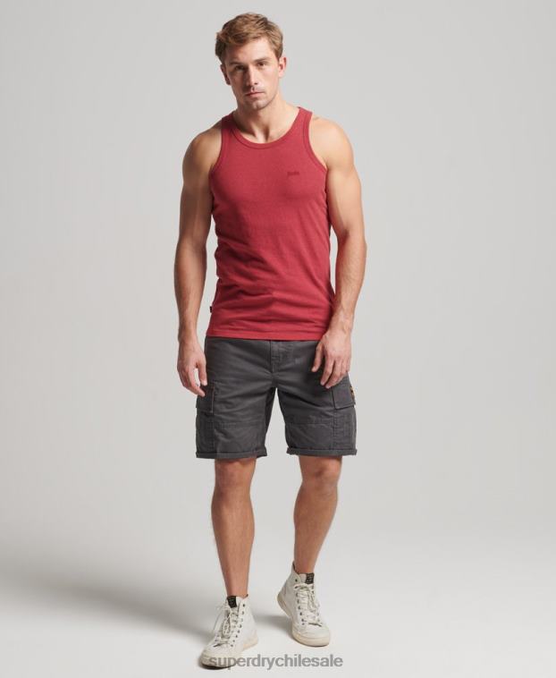 hombres Superdry rojo top sin mangas de algodón orgánico con logo vintage 2R68Z1490
