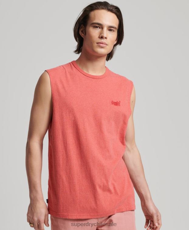 hombres Superdry rosa camiseta sin mangas clásica de algodón orgánico 2R68Z1533