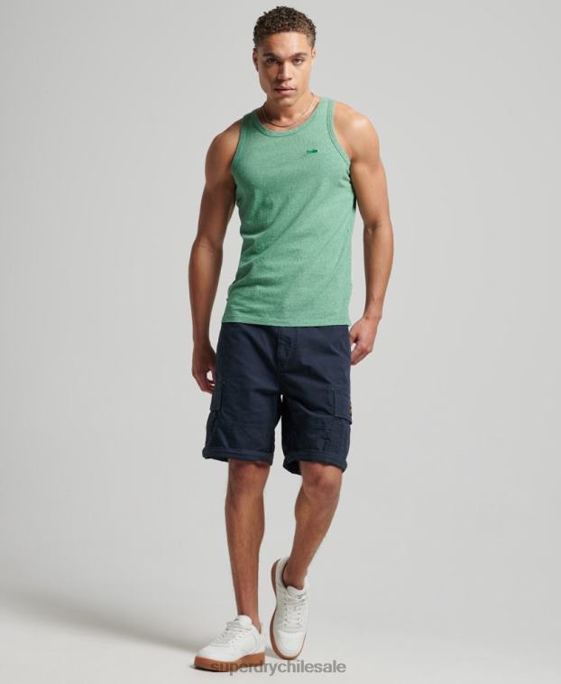 hombres Superdry verde top sin mangas de algodón orgánico con logo vintage 2R68Z1535