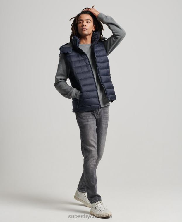 hombres Superdry Armada chaleco acolchado clásico con capucha 2R68Z1069