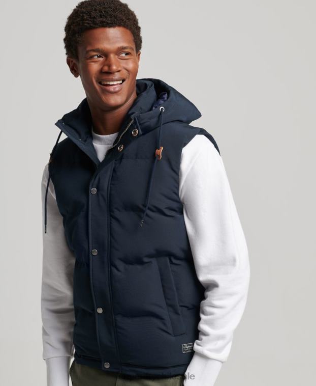 hombres Superdry Armada chaleco acolchado everest con capucha 2R68Z1024