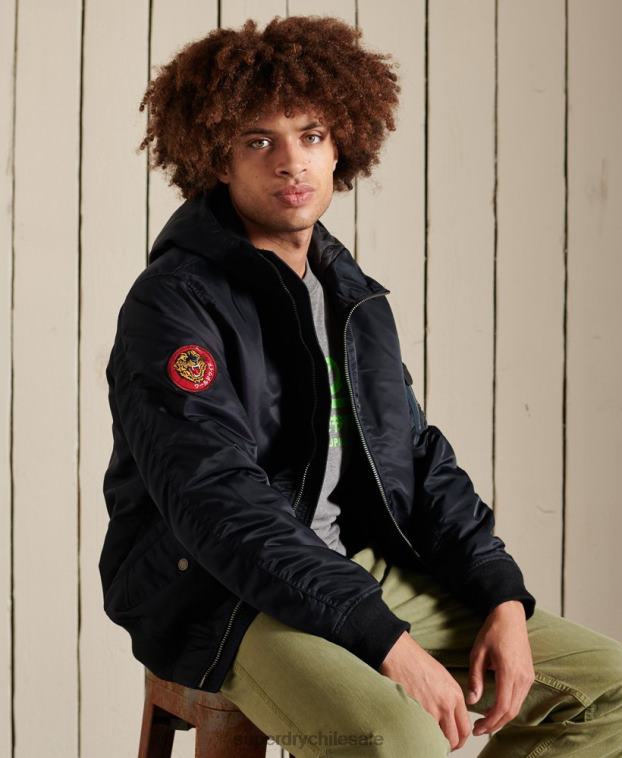 hombres Superdry Armada chamarra bomber ma1 con capucha 2R68Z4658