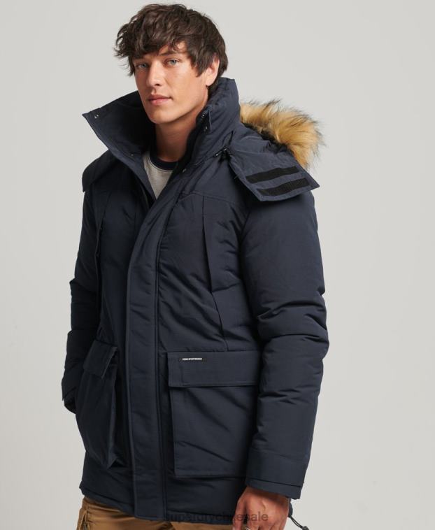 hombres Superdry Armada chamarra parka Everest con capucha de piel sintética 2R68Z957