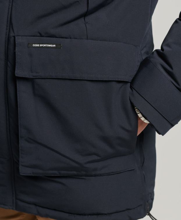 hombres Superdry Armada chamarra parka Everest con capucha de piel sintética 2R68Z957