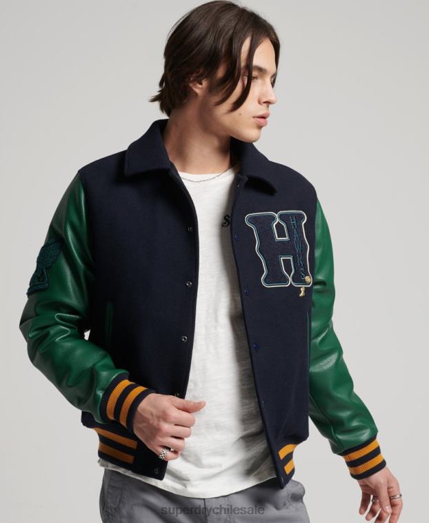 hombres Superdry Armada chaqueta bomber universitaria mixta 2R68Z4569