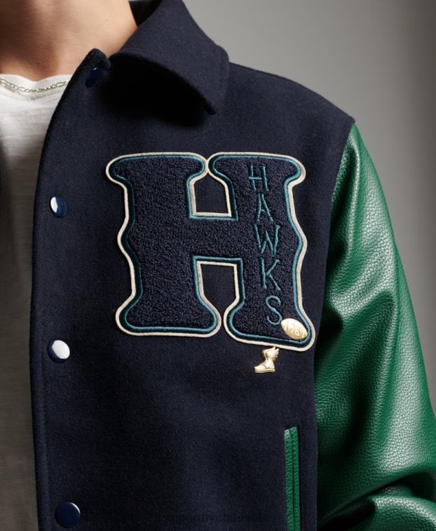 hombres Superdry Armada chaqueta bomber universitaria mixta 2R68Z4569