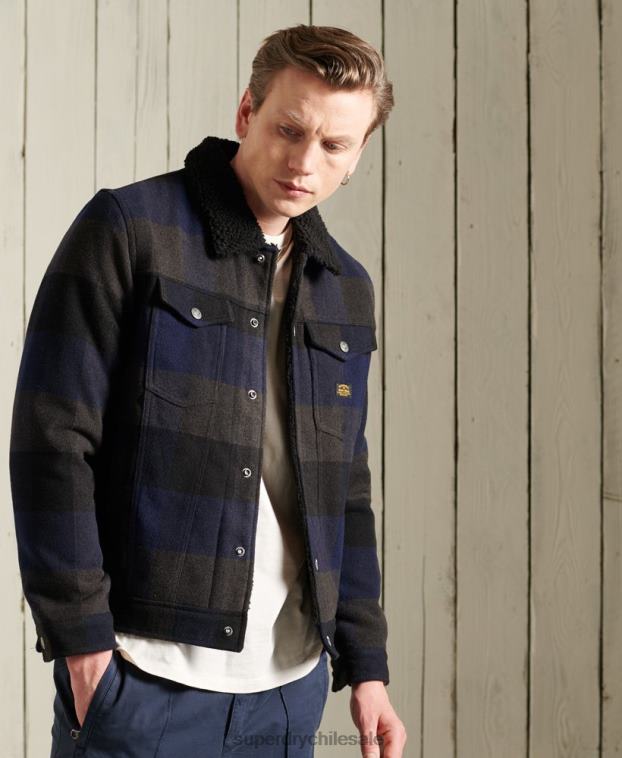 hombres Superdry Armada chaqueta de camionero sherpa de lana bandolero 2R68Z4683