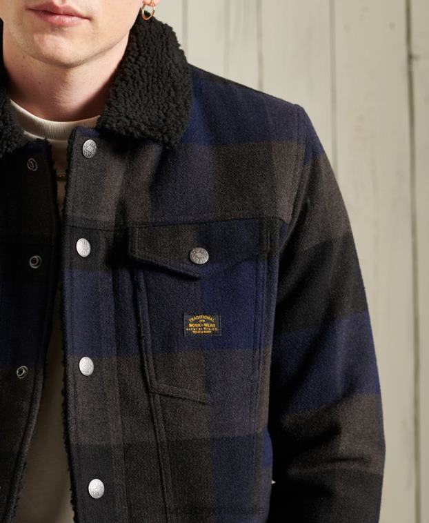 hombres Superdry Armada chaqueta de camionero sherpa de lana bandolero 2R68Z4683