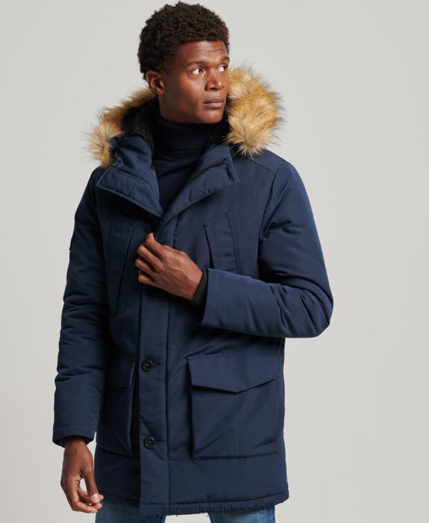 hombres Superdry Armada parka everest de piel sintética con capucha 2R68Z1005