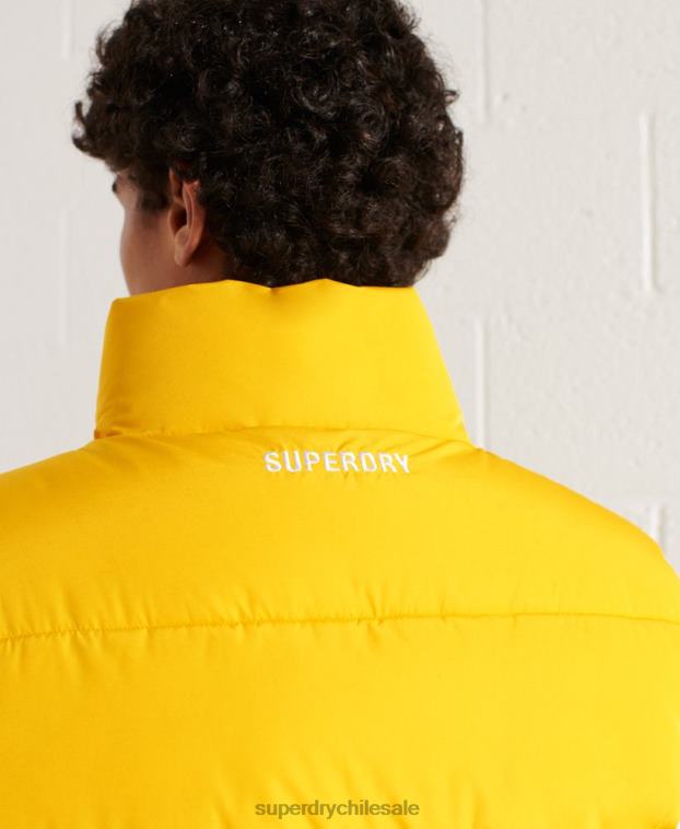 hombres Superdry amarillo chaleco deportivo acolchado sin capucha 2R68Z1156