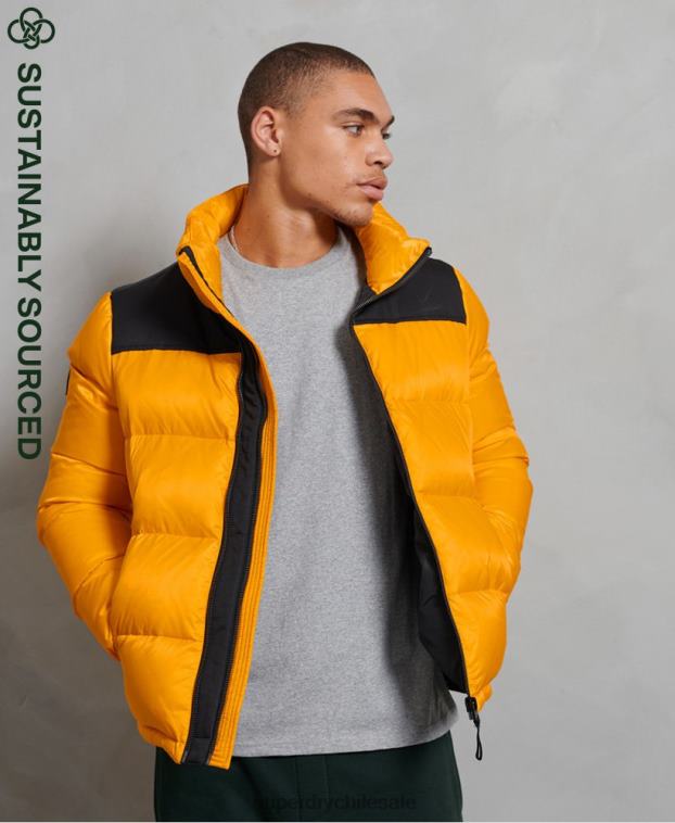 hombres Superdry amarillo chamarra acolchada con código sportstyle 2R68Z4507