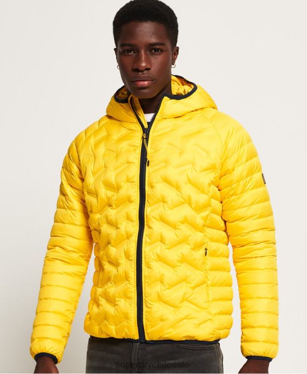 hombres Superdry amarillo chamarra capitonada con mezcla de radar 2R68Z1183